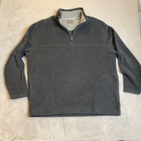St. Johns Bay Mens 1/4 Zip Pullover Sweater By Sevenly Size 2XL Gray Fleece With - Picture 8 of 9